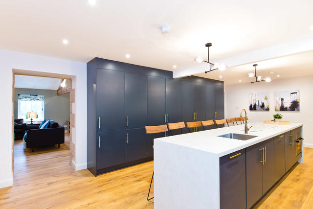 The kitchen area flows through into the large open plan/dining area in the Barn The kitchen area flows through into the large open plan/dining area in the Barn