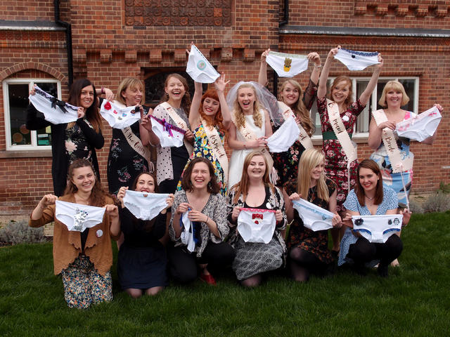 Hen party group and their customised knickers