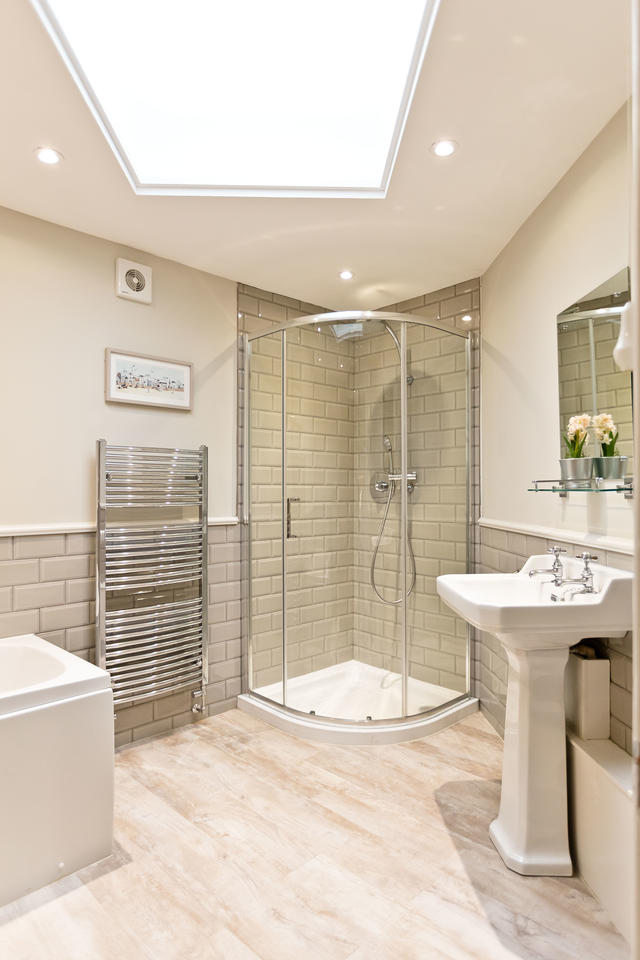 Downstairs Shared Bathroom with Bath and Shower Downstairs Shared Bathroom with Bath and Shower